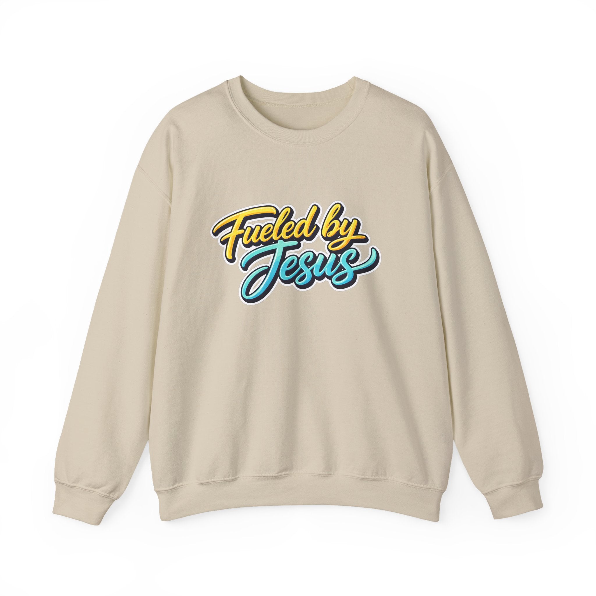 "Fueled by Jesus" Vintage Script Christian Pullover