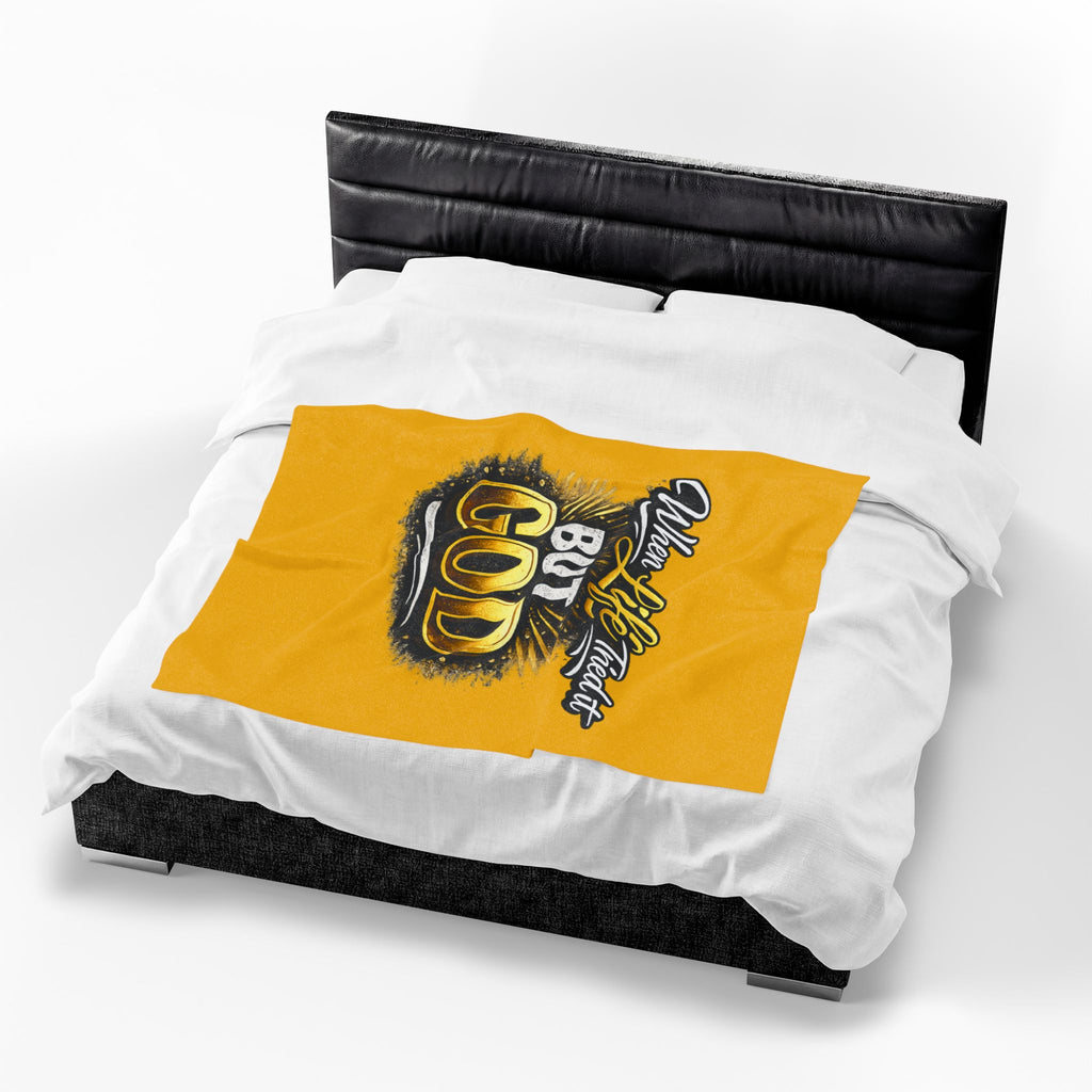 When Life Tried It But God Velveteen Plush Blanket – Inspirational Christian Throw