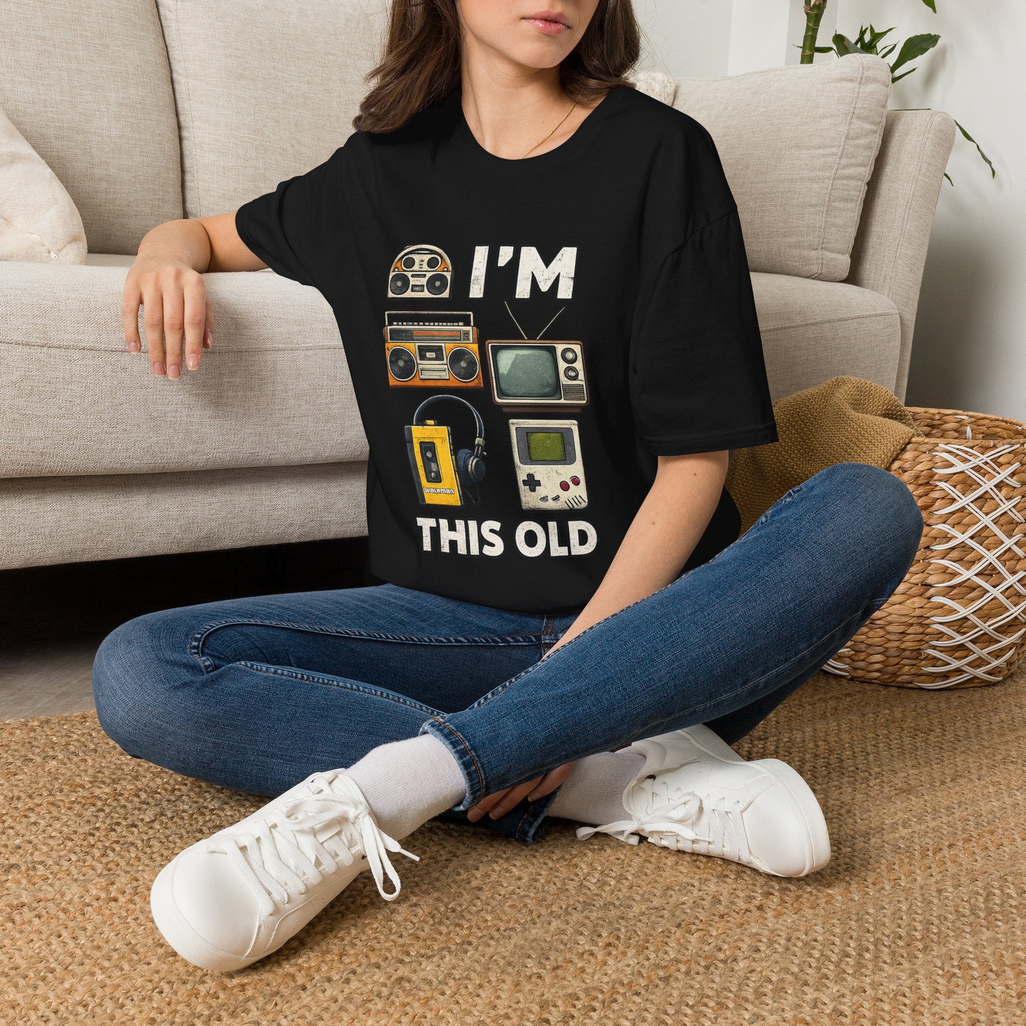 Vintage Electronics T-Shirt — "I’m This Old" Retro Boombox TV Cassette Tee