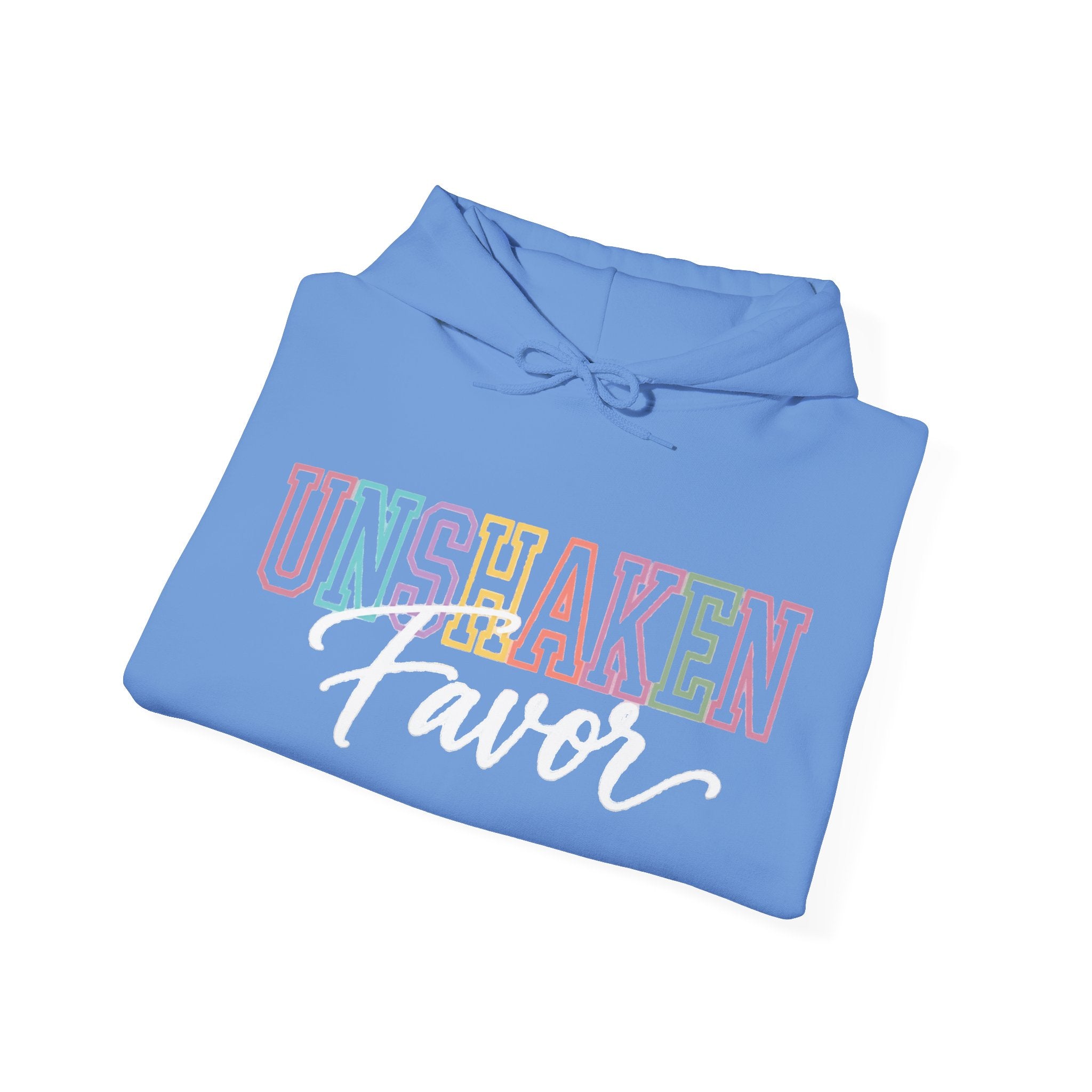 Unshaken Favor Christian Hoodie – Colorful Faith Pullover