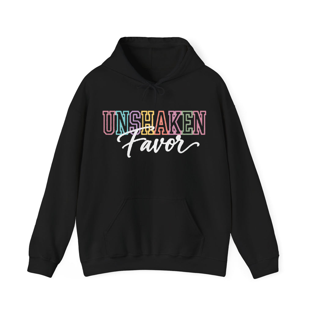 Unshaken Favor Christian Hoodie – Colorful Faith Pullover