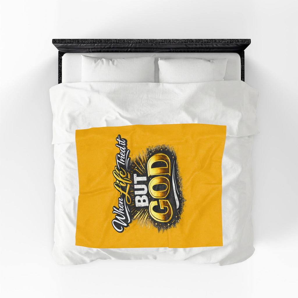 When Life Tried It But God Velveteen Plush Blanket – Inspirational Christian Throw