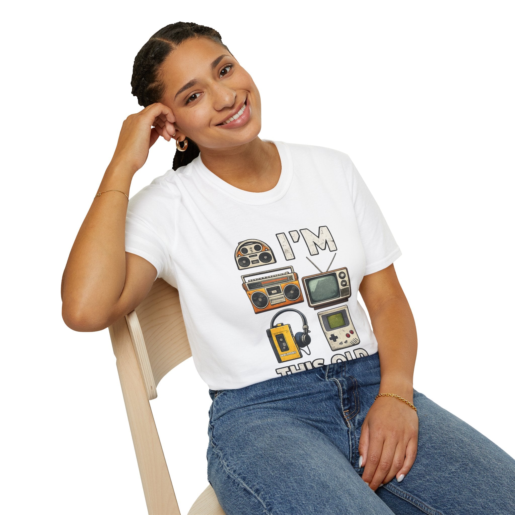 Vintage Electronics T-Shirt — "I’m This Old" Retro Boombox TV Cassette Tee