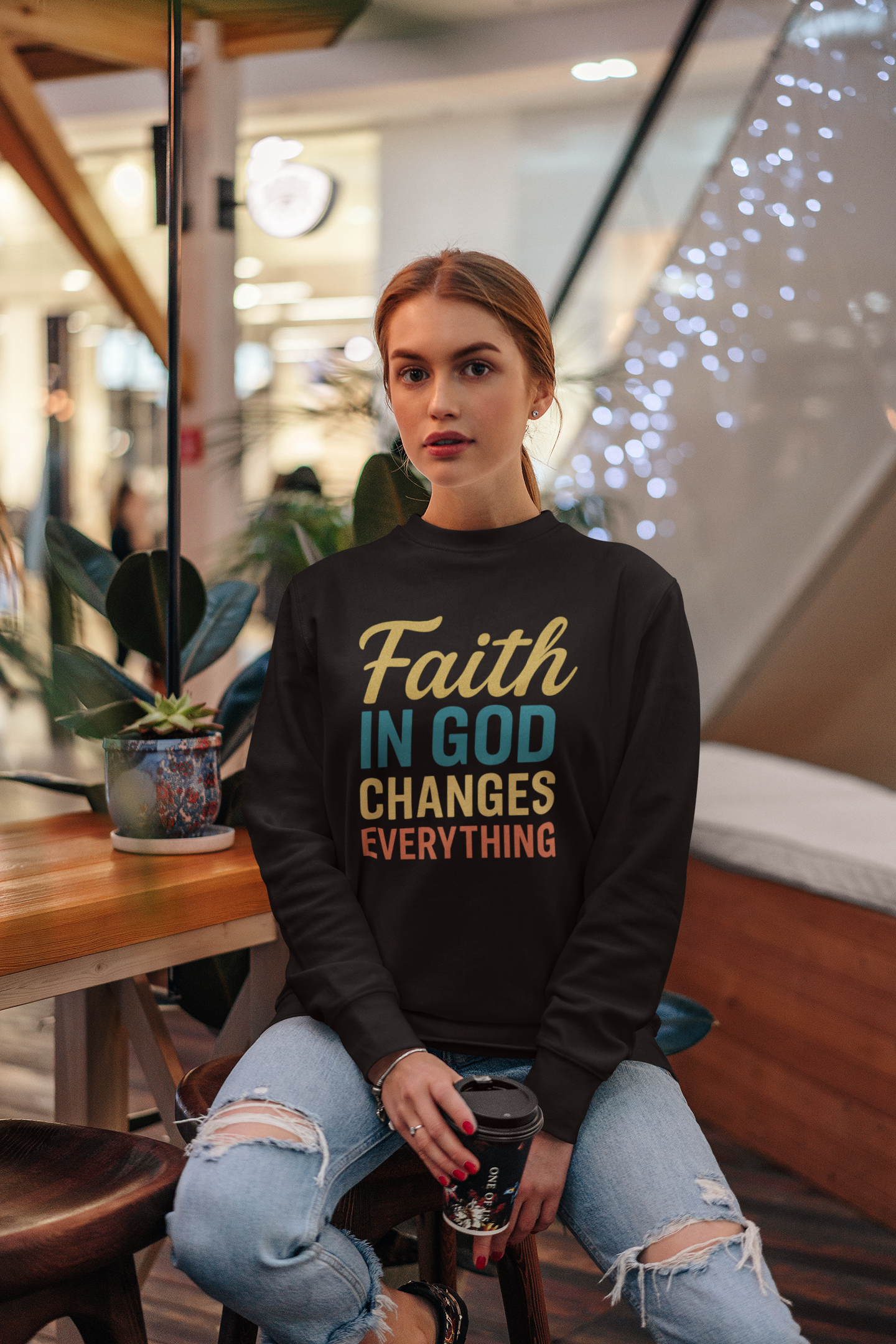 Faith in God Sweatshirt Christian