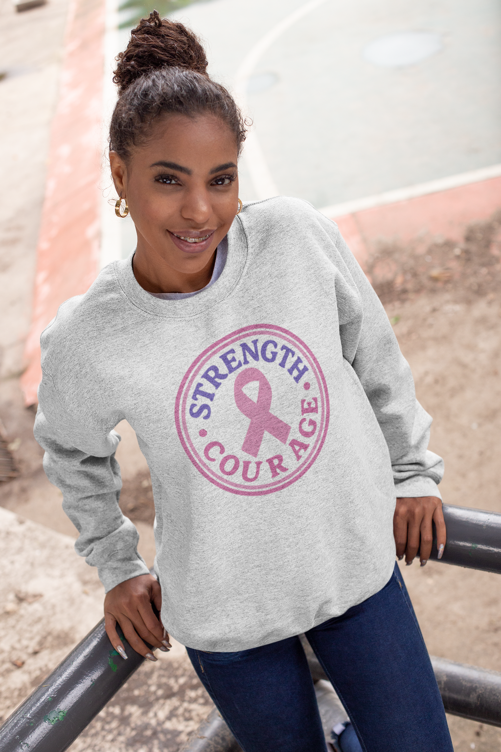 Strength & Courage Breast Cancer Awareness Sweatshirt