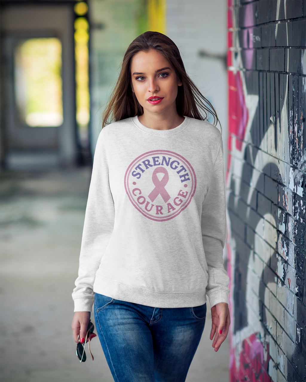 Strength & Courage Breast Cancer Awareness Sweatshirt