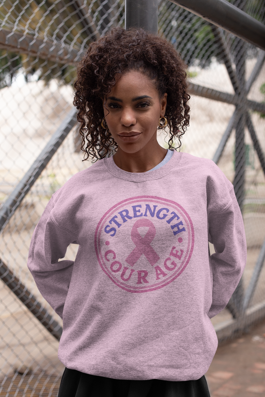 Strength & Courage Breast Cancer Awareness Sweatshirt