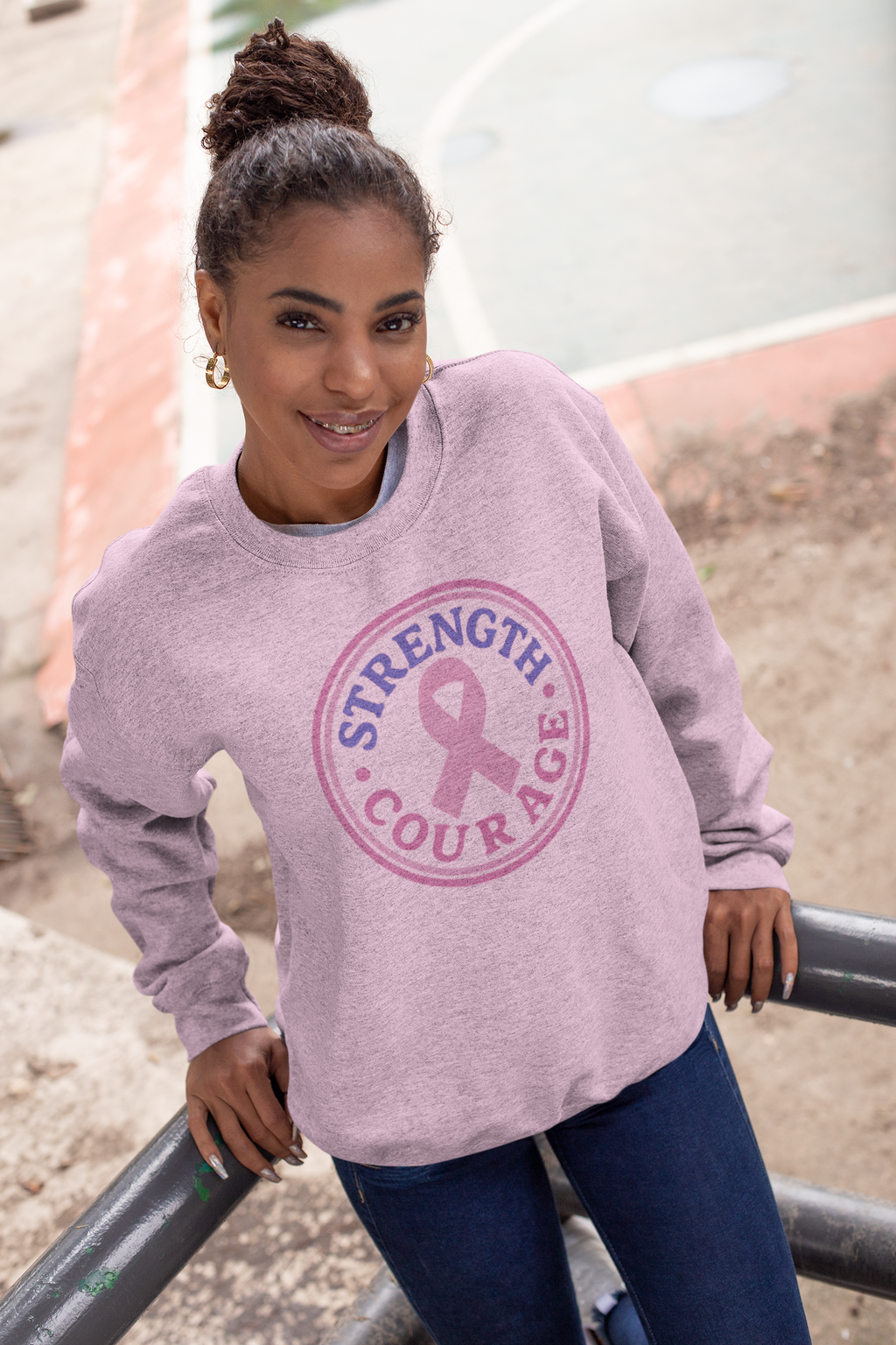 Strength & Courage Breast Cancer Awareness Sweatshirt