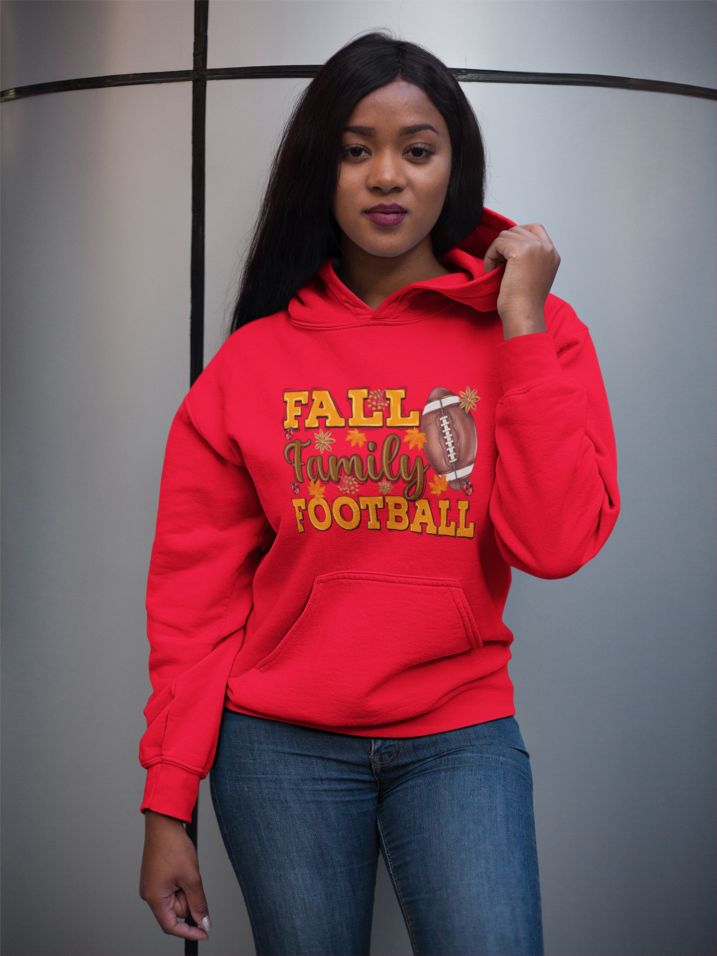 Fall Family Football Hoodie - Hooded Sweatshirt