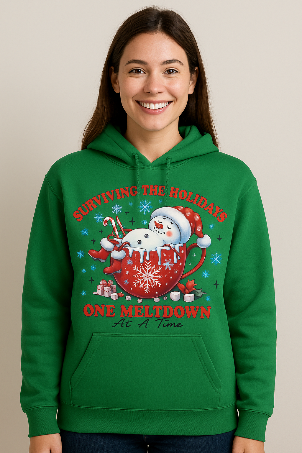 Holiday Hoodie — "Surviving the Holidays One Meltdown" Funny Christmas Hoodie