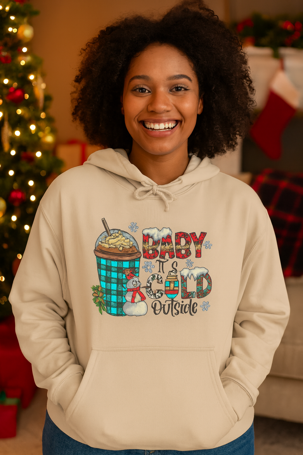 Winter Vibes Hoodie, Christmas Sweatshirt, Cozy Hooded Jumper, Holiday Apparel, Cold Weather Clothing