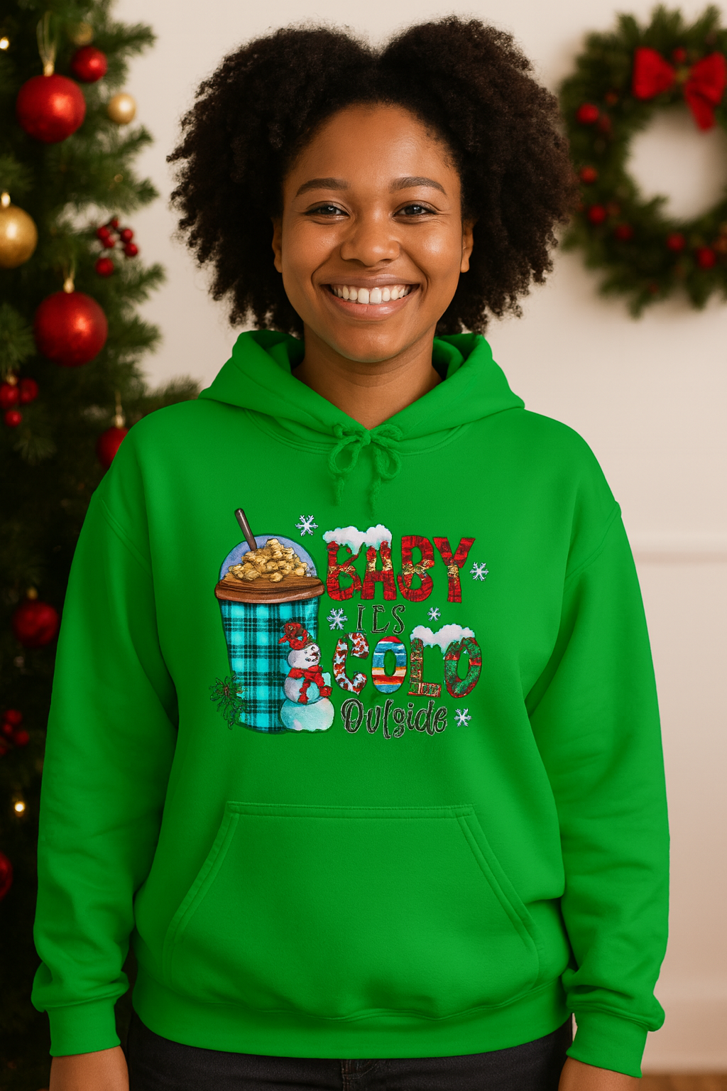 Winter Vibes Hoodie, Christmas Sweatshirt, Cozy Hooded Jumper, Holiday Apparel, Cold Weather Clothing