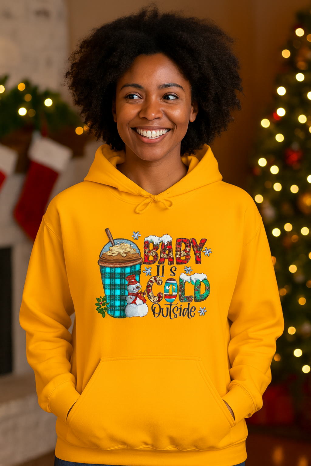 Winter Vibes Hoodie, Christmas Sweatshirt, Cozy Hooded Jumper, Holiday Apparel, Cold Weather Clothing