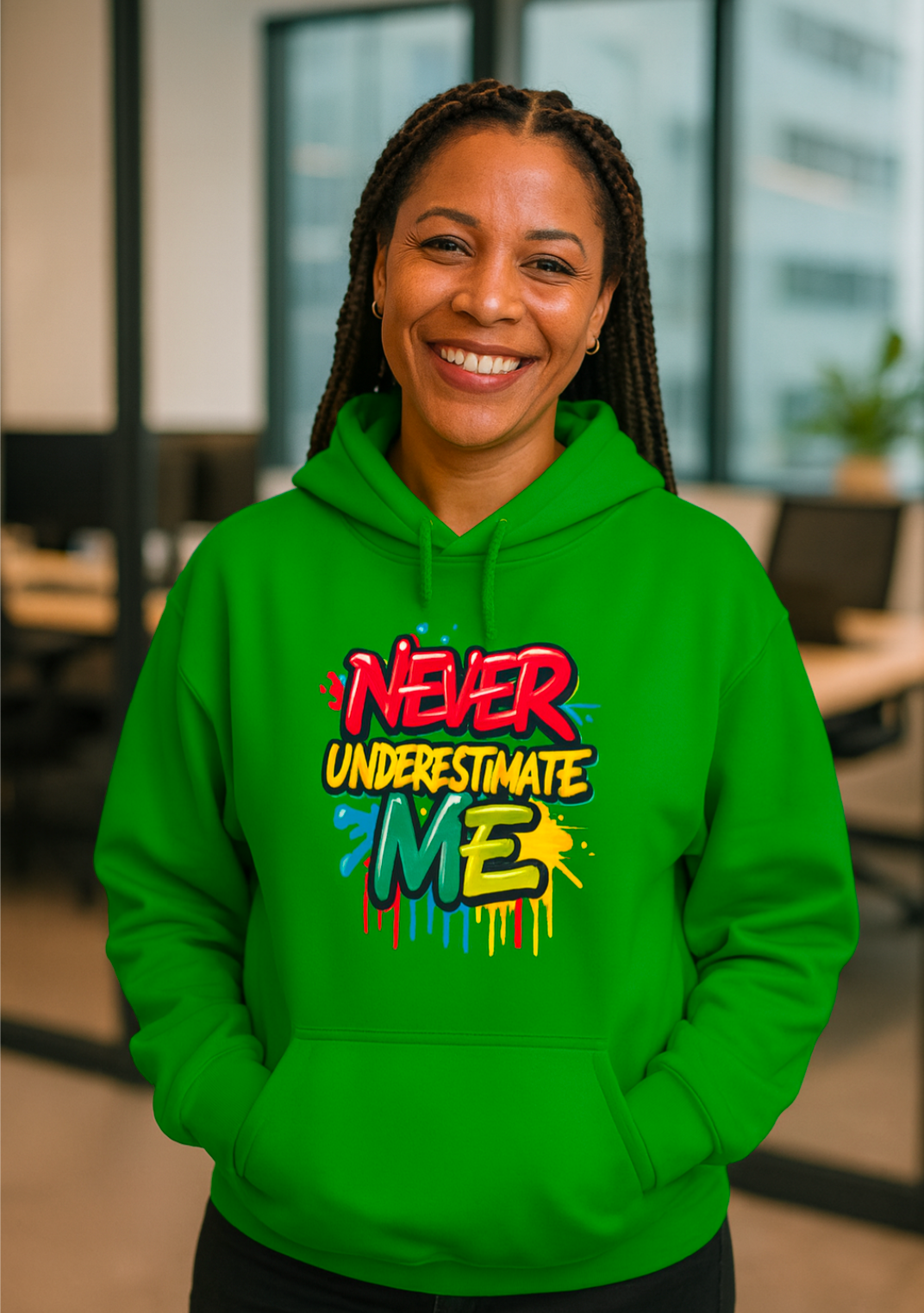 Empowerment Hoodie - Never Underestimate Me, Inspirational Sweatshirt