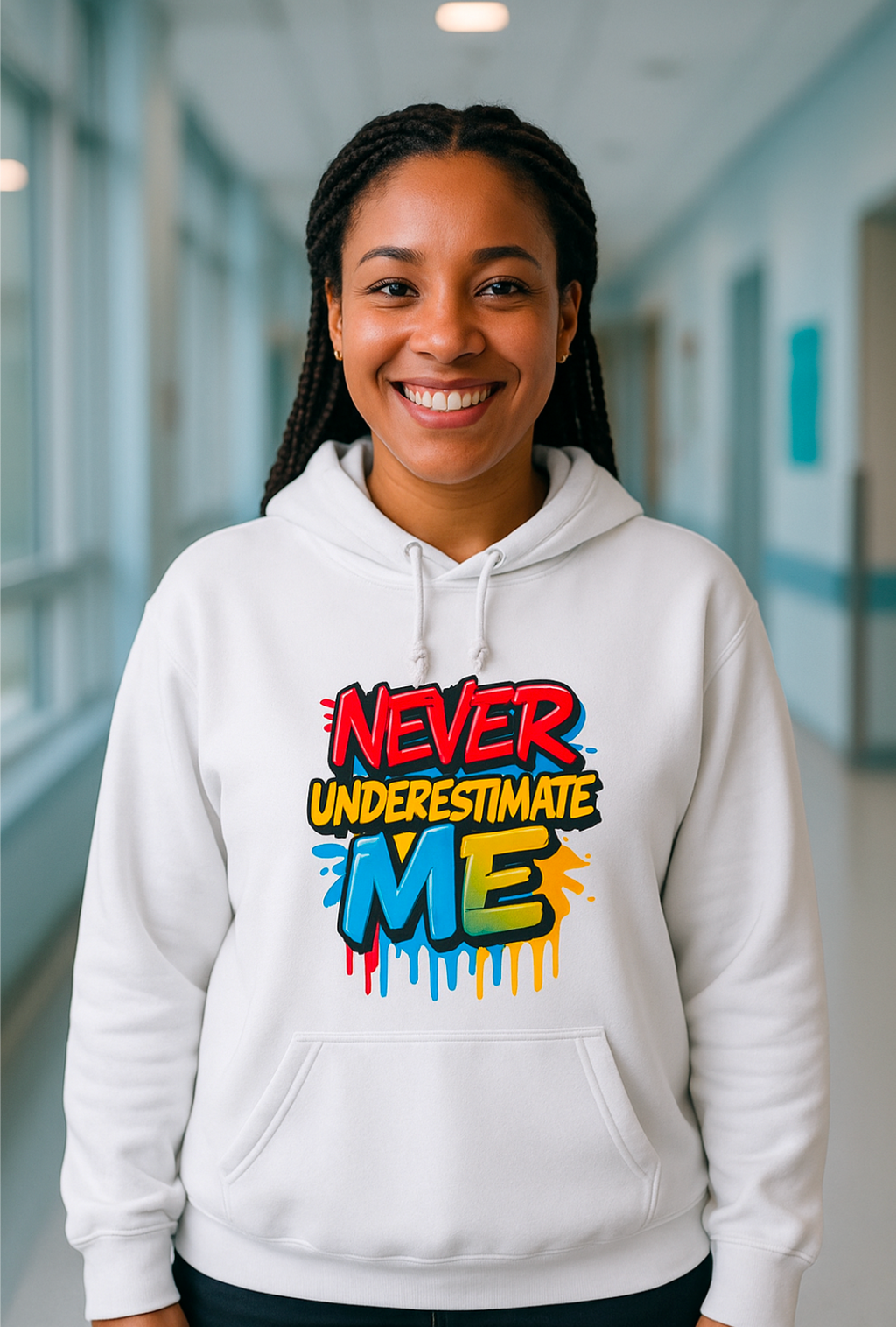 Empowerment Hoodie - Never Underestimate Me, Inspirational Sweatshirt
