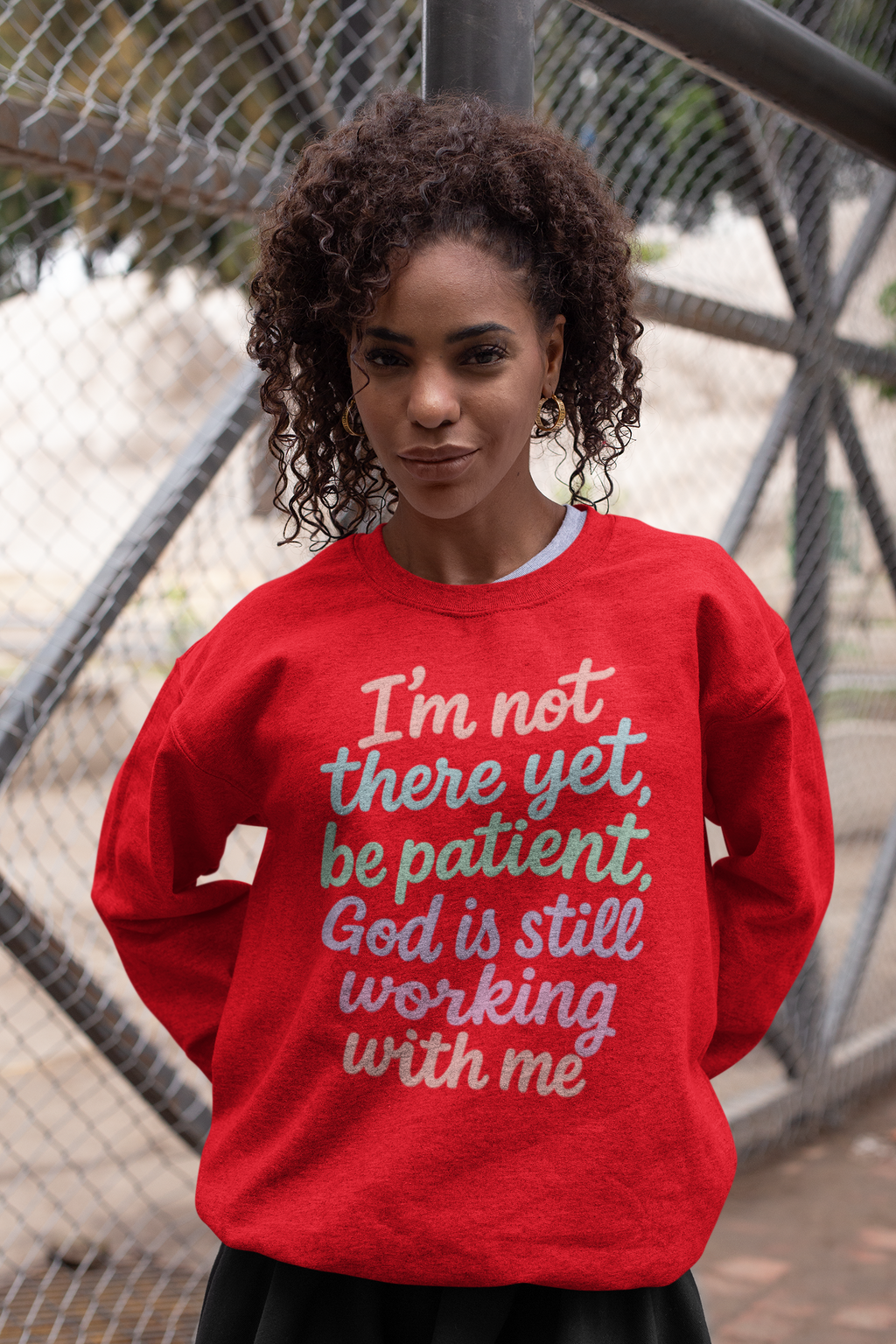 God's Still Working On Me Crewneck Sweatshirt — Inspirational Christian Faith Pullover
