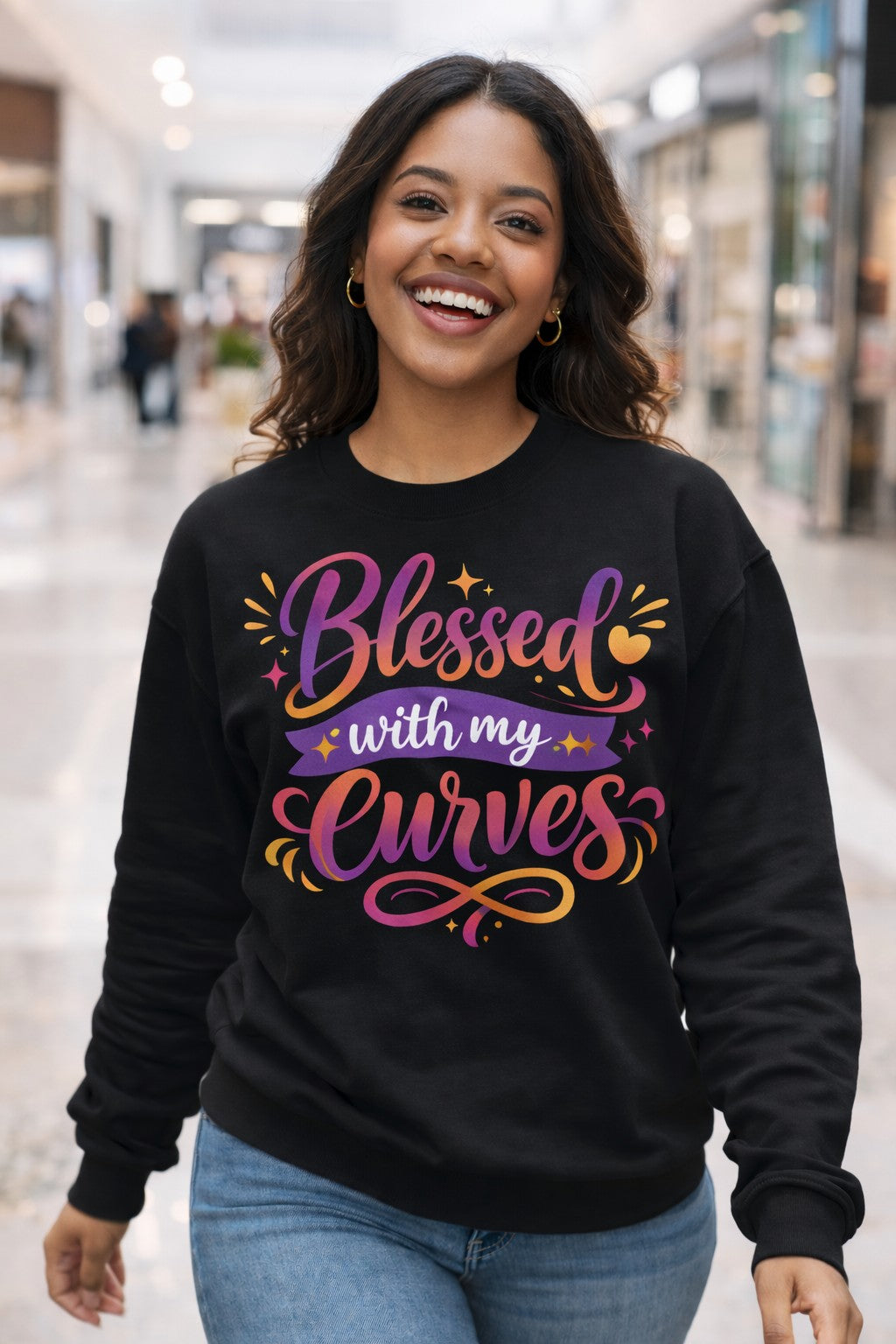 Blessed With My Curves Sweatshirt — Curvy Pride Crewneck