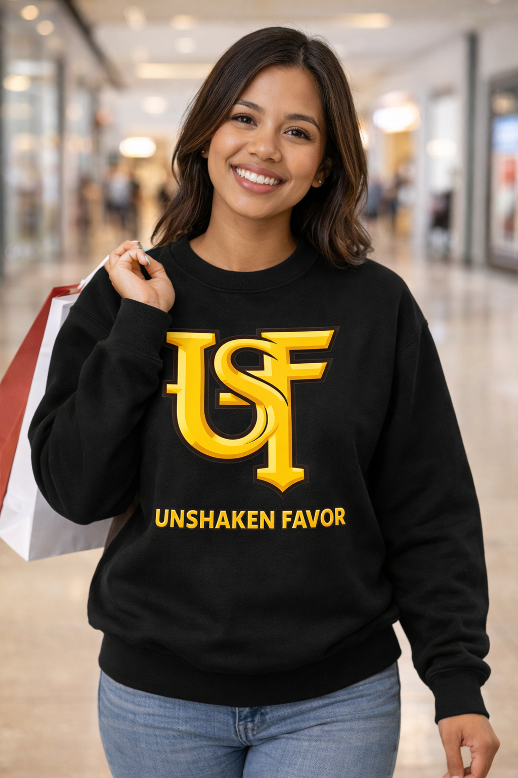 Unshaken Favor Sweatshirt — Inspirational Faith Crewneck