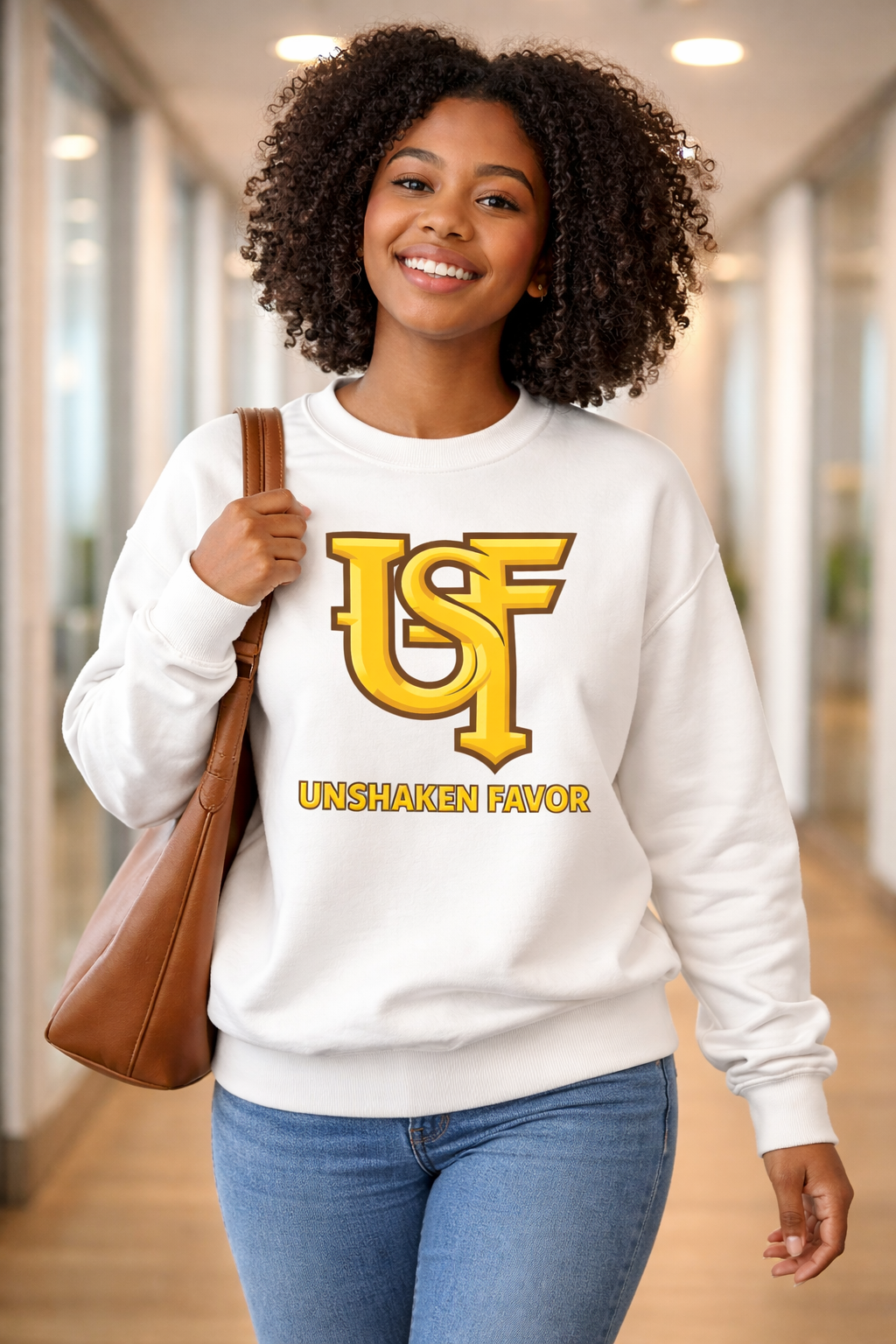 Unshaken Favor Sweatshirt — Inspirational Faith Crewneck