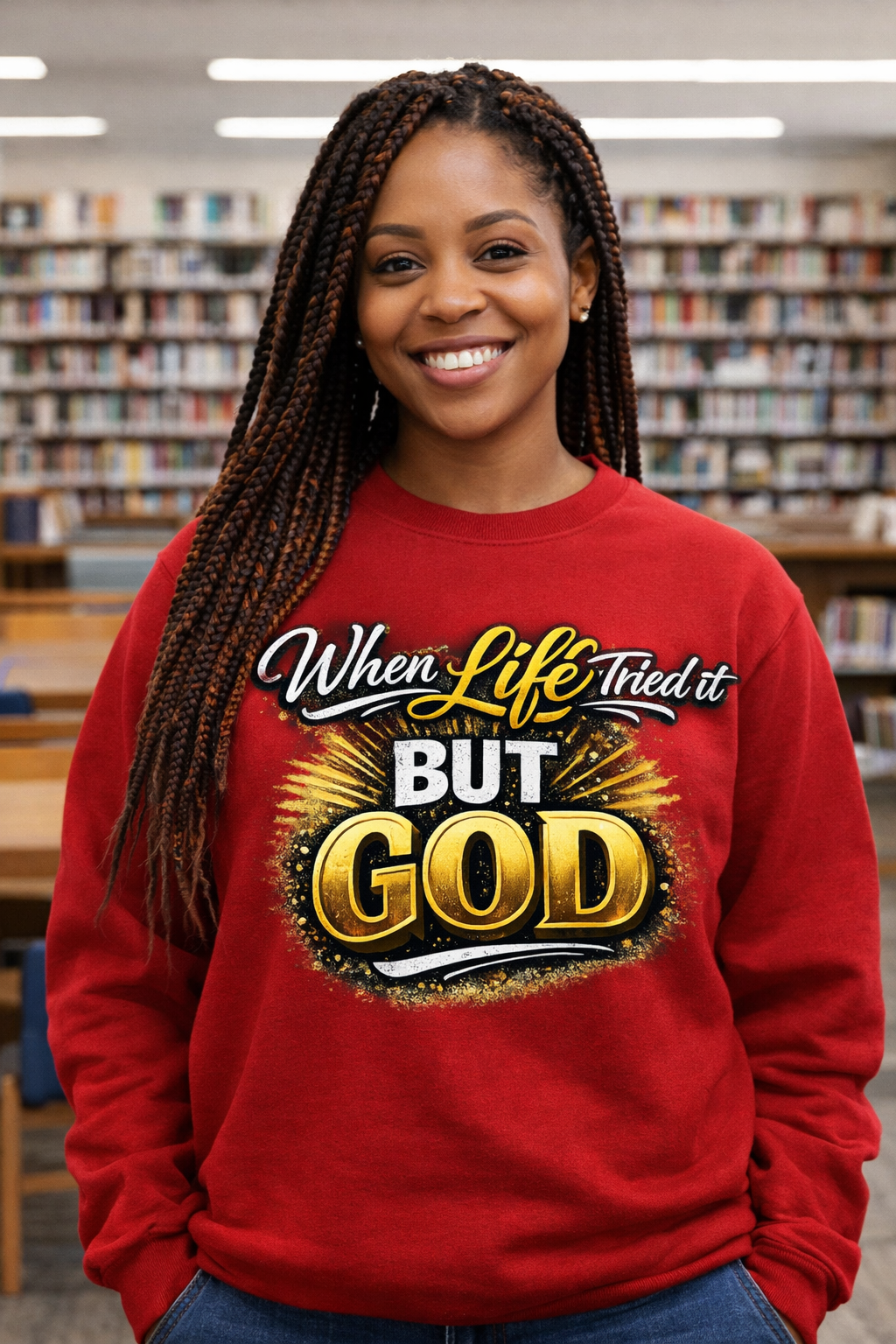 When Life Tried It But God Sweatshirt — Inspirational Pullover