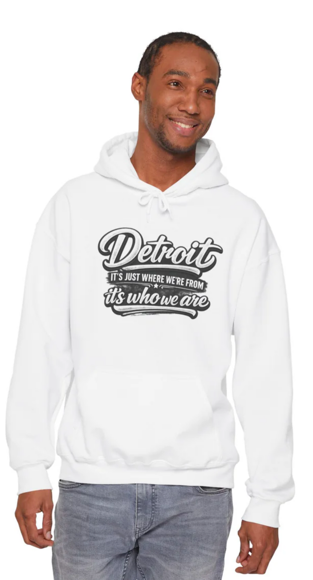 Detroit Script Hoodie – "Detroit: It's Just Where We're From, It's Who We Are"