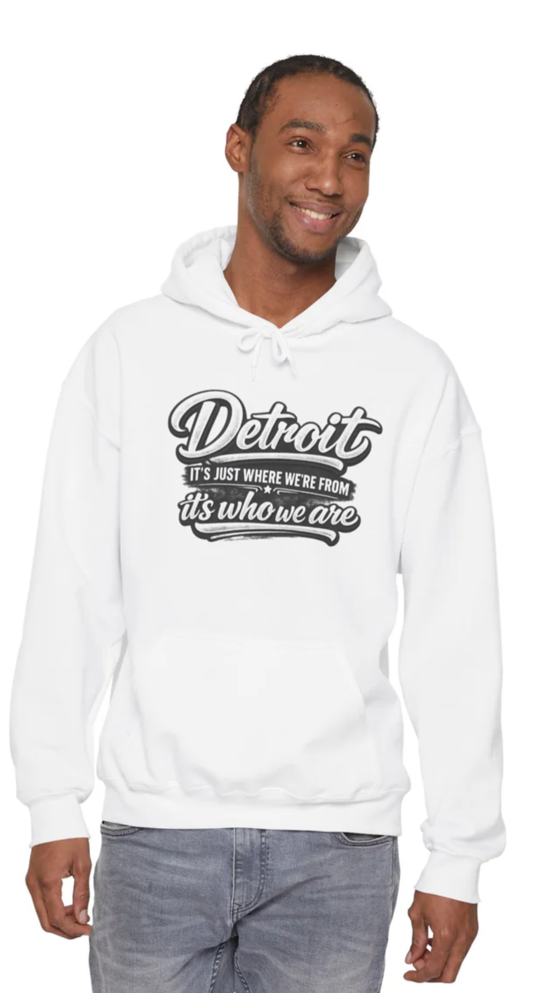 Detroit Script Hoodie – "Detroit: It's Just Where We're From, It's Who We Are"