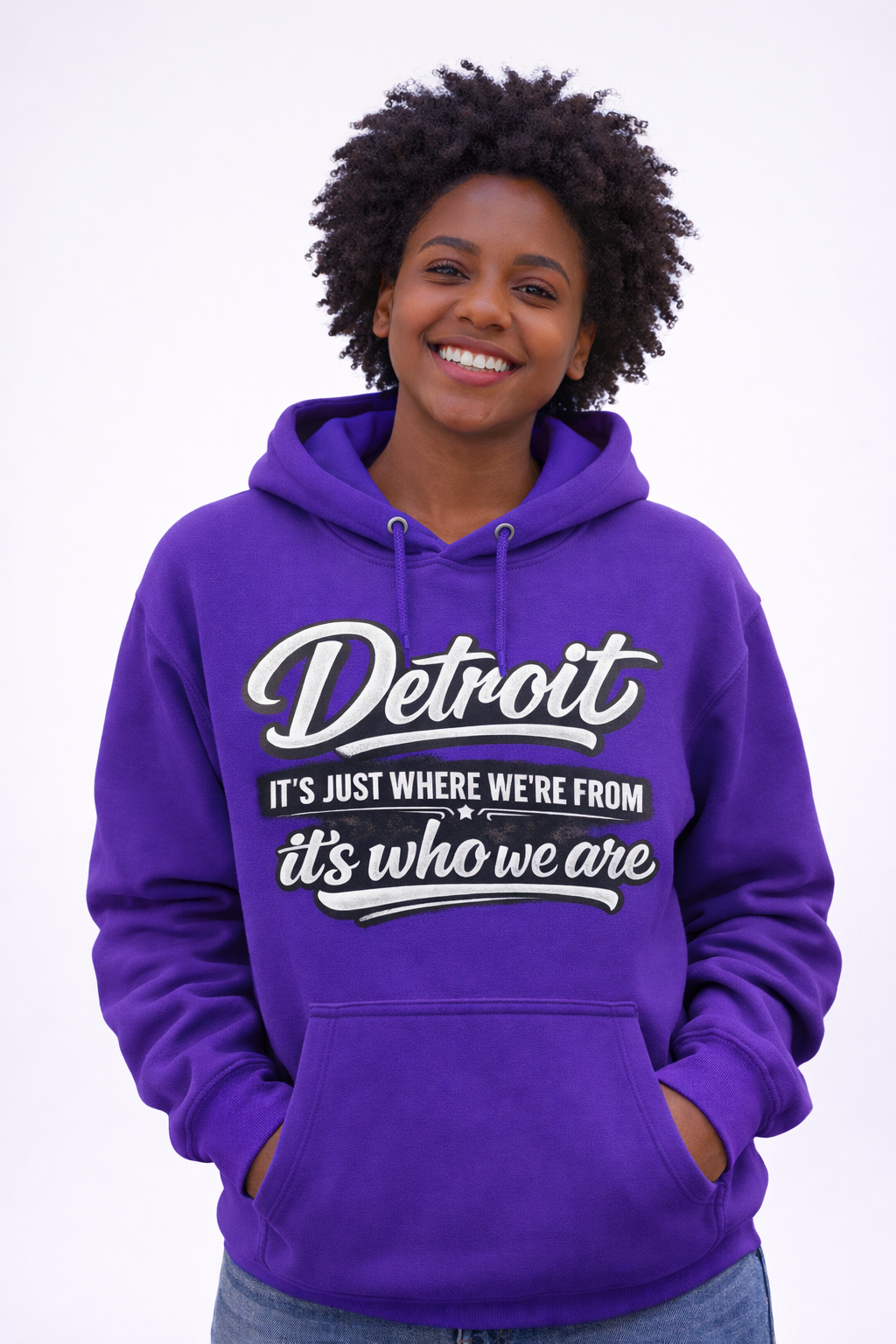 Detroit Script Hoodie – "Detroit: It's Just Where We're From, It's Who We Are"