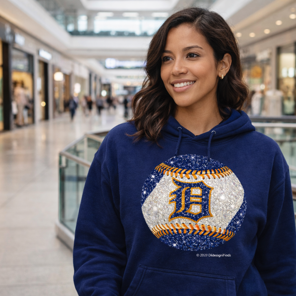 Detroit Baseball Faux Glitter Hoodie