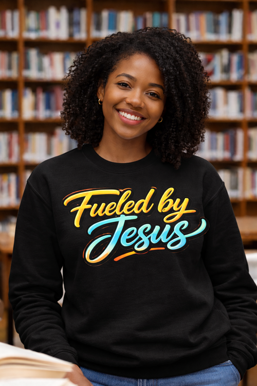 "Fueled by Jesus" Vintage Script Christian Pullover