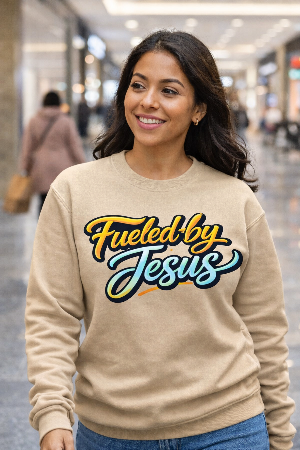 "Fueled by Jesus" Vintage Script Christian Pullover