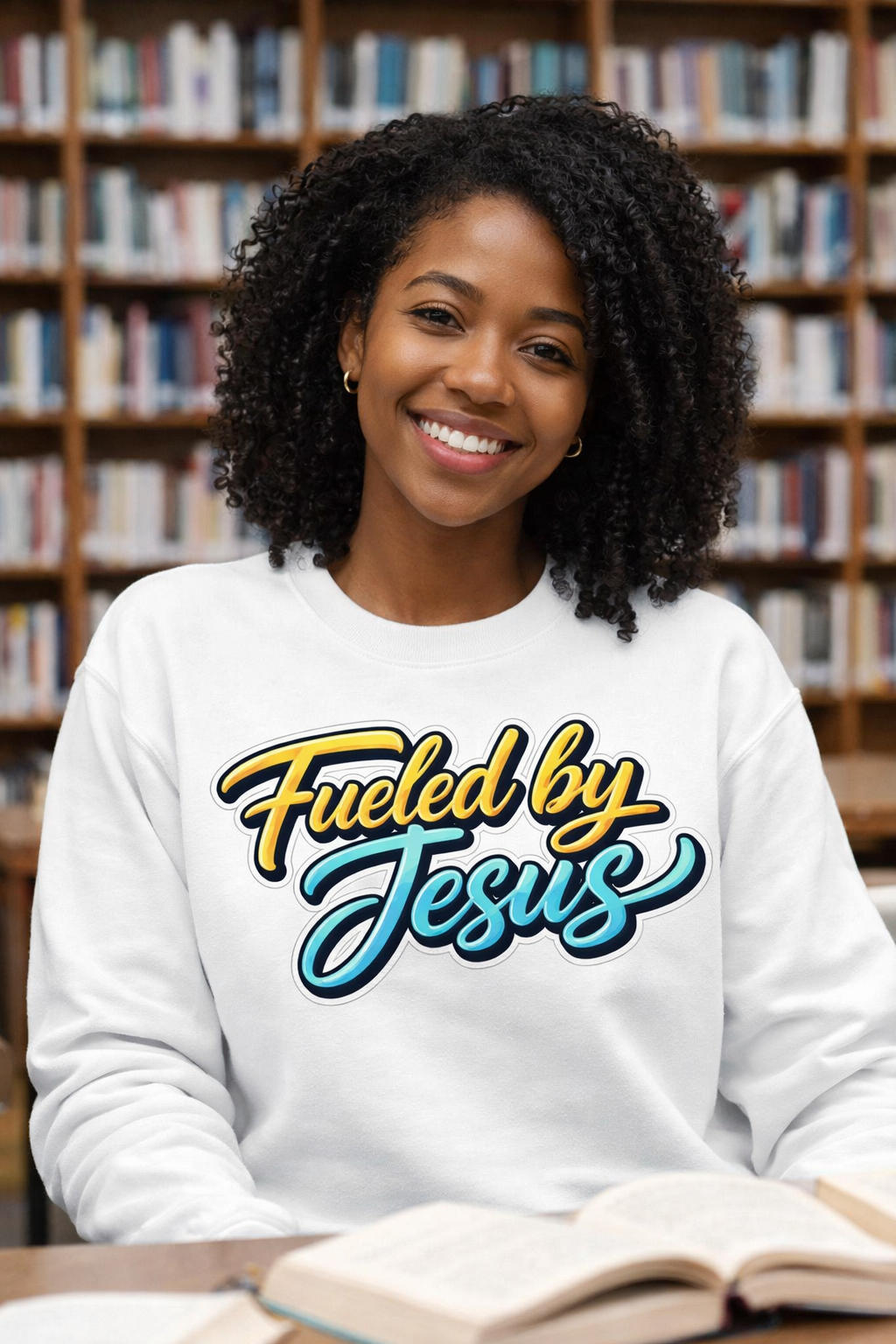 "Fueled by Jesus" Vintage Script Christian Pullover