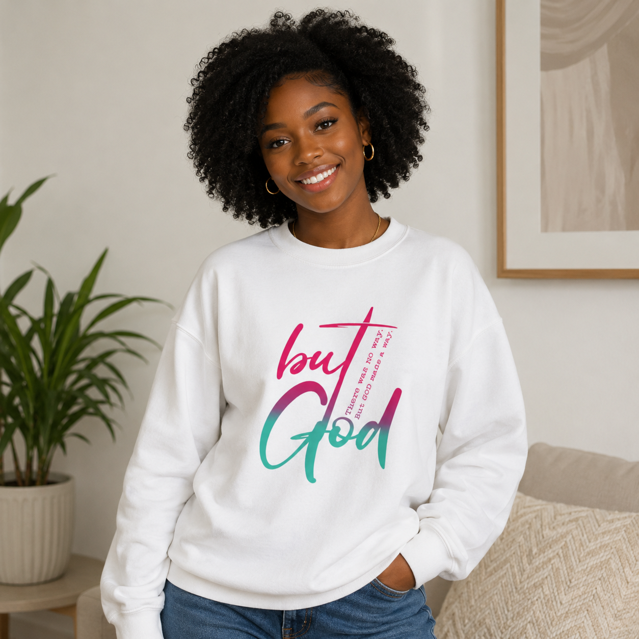 Religious Sweatshirt, Christian Top, Inspirational Jumper, Spiritual Clothing, Bible Verse Apparel, Faith Crewneck, Religious Gift Idea, but