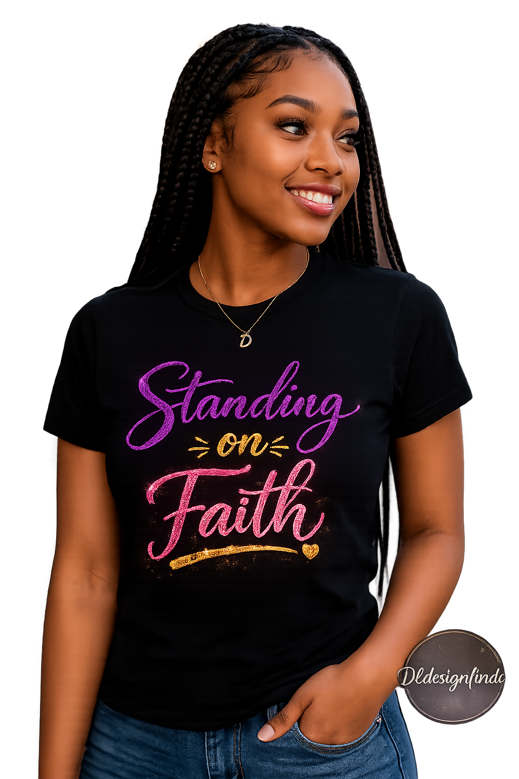 Standing on Faith Faux Glitter Christian Graphic Tee for Women