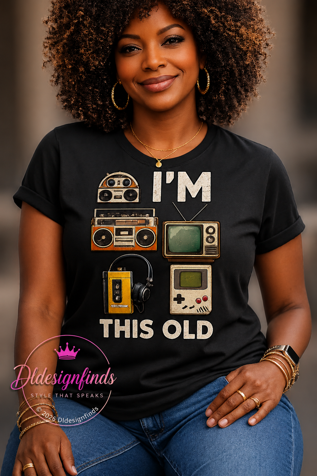 Vintage Electronics T-Shirt — "I’m This Old" Retro Boombox TV Cassette Tee