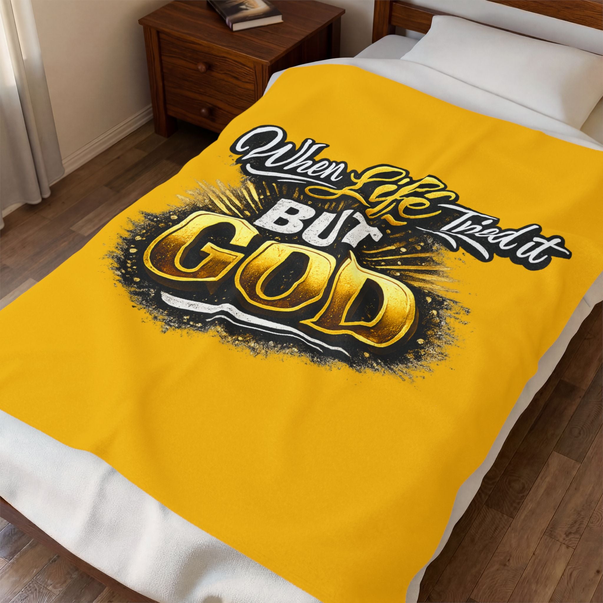 When Life Tried It But God Velveteen Plush Blanket – Inspirational Christian Throw