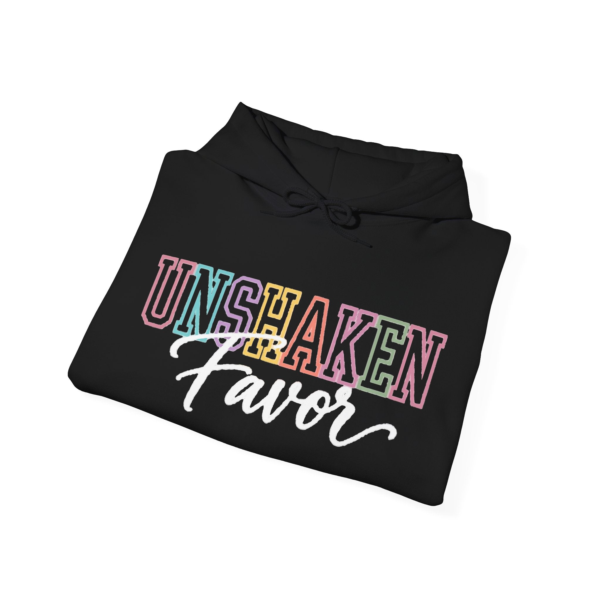 Unshaken Favor Christian Hoodie – Colorful Faith Pullover