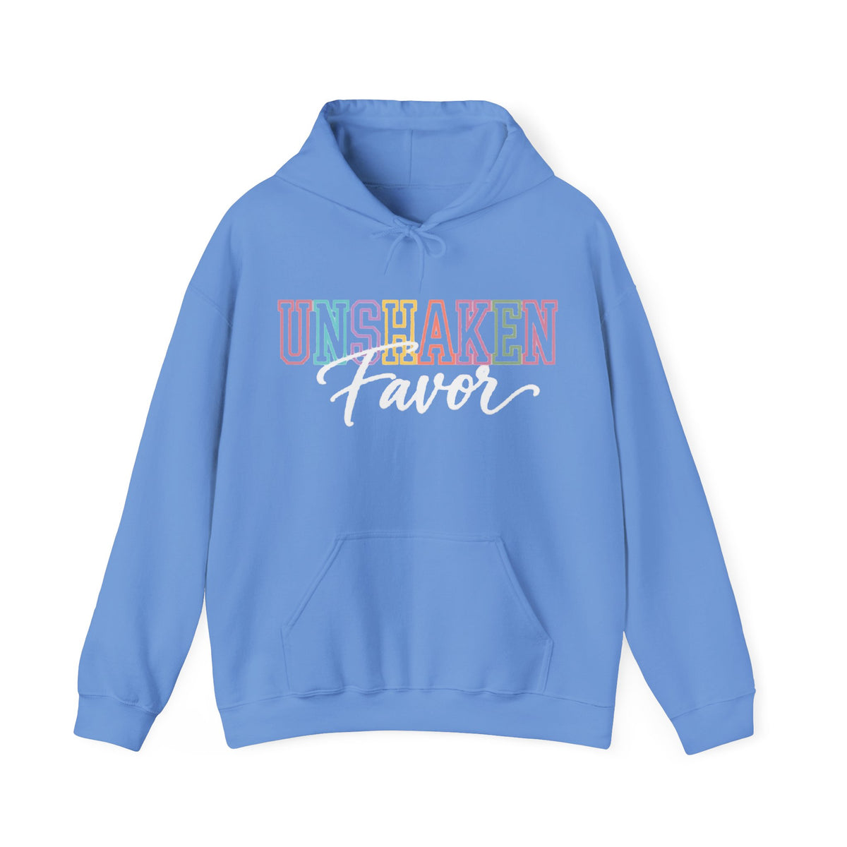 Unshaken Favor Christian Hoodie – Colorful Faith Pullover